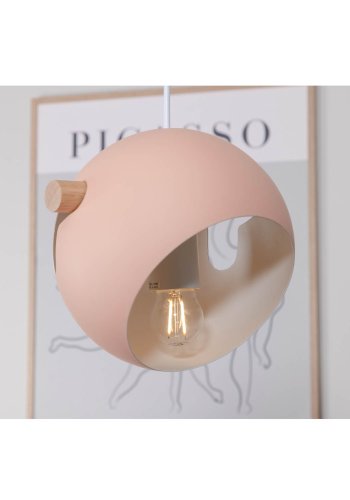 VENTURE DESIGN Tubbie taklampe - naturlig tre og rosa jern