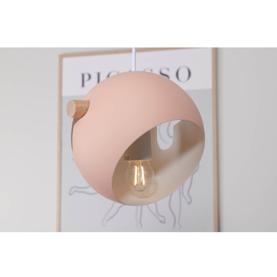 VENTURE DESIGN Tubbie taklampe - naturlig tre og rosa jern