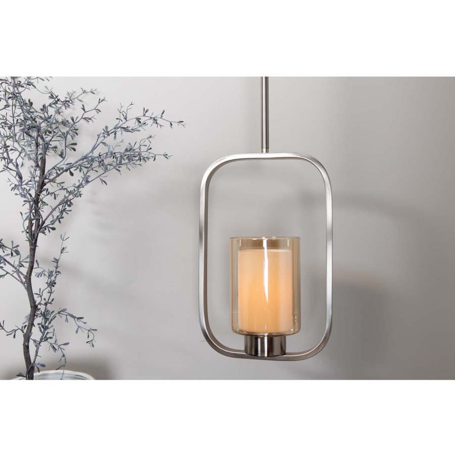 VENTURE DESIGN Aludra taklampe - glass og slvjern
