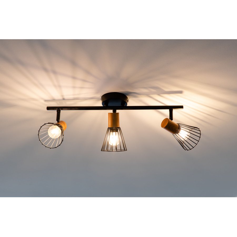 VENTURE DESIGN Atticus vegglampe - naturlig tre og svart jern