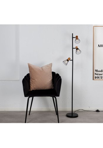 VENTURE DESIGN Atticus gulvlampe - naturlig tre og svart jern