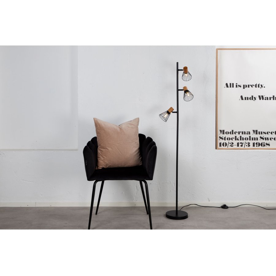 VENTURE DESIGN Atticus gulvlampe - naturlig tre og svart jern