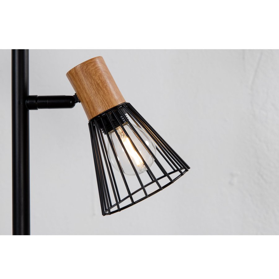 VENTURE DESIGN Atticus gulvlampe - naturlig tre og svart jern