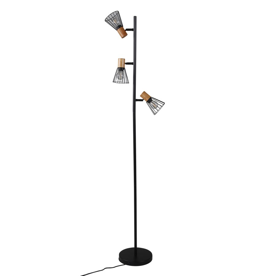 VENTURE DESIGN Atticus gulvlampe - naturlig tre og svart jern