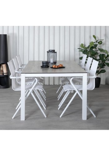 VENTURE DESIGN Alina hagestol, med armlener - hvit tekstilene og aluminium