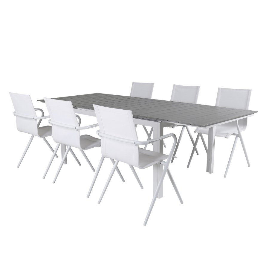 VENTURE DESIGN Alina hagestol, med armlener - hvit tekstilene og aluminium