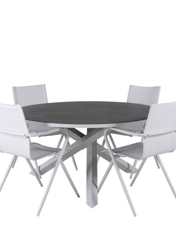 VENTURE DESIGN Alina hagestol, med armlener - hvit tekstilene og aluminium