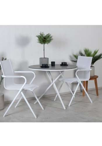 VENTURE DESIGN Alina hagestol, med armlener - hvit tekstilene og aluminium