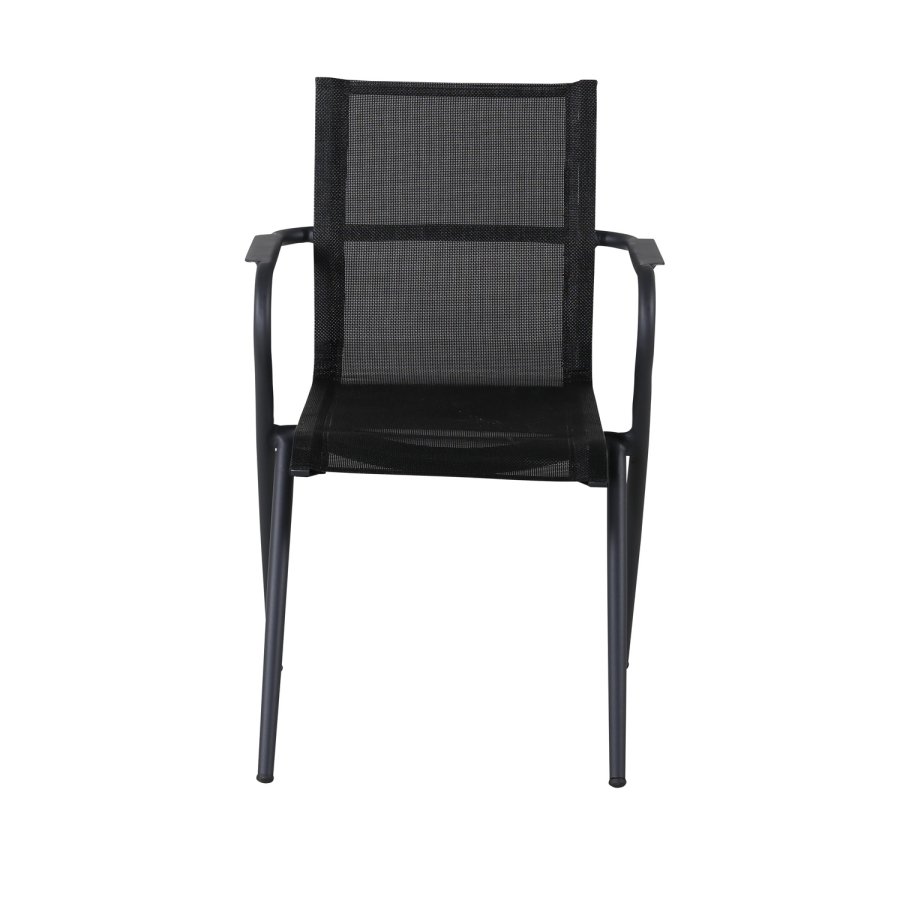 VENTURE DESIGN Alina Gartenstuhl, mit Armlehnen – schwarzes Textilene und Aluminium