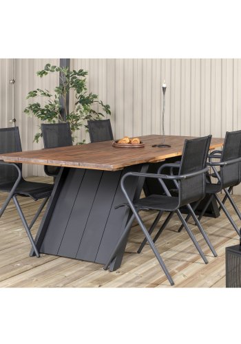 VENTURE DESIGN Alina Gartenstuhl, mit Armlehnen – schwarzes Textilene und Aluminium