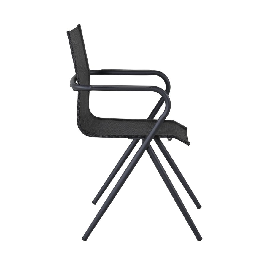 VENTURE DESIGN Alina Gartenstuhl, mit Armlehnen – schwarzes Textilene und Aluminium