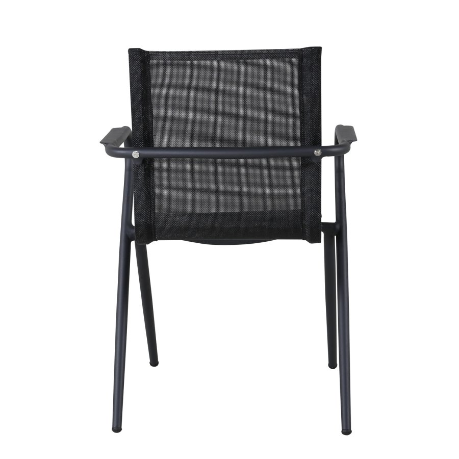 VENTURE DESIGN Alina Gartenstuhl, mit Armlehnen – schwarzes Textilene und Aluminium
