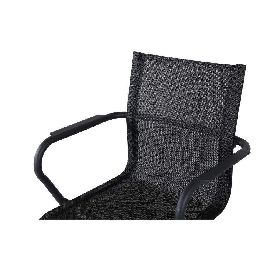 VENTURE DESIGN Alina Gartenstuhl, mit Armlehnen – schwarzes Textilene und Aluminium