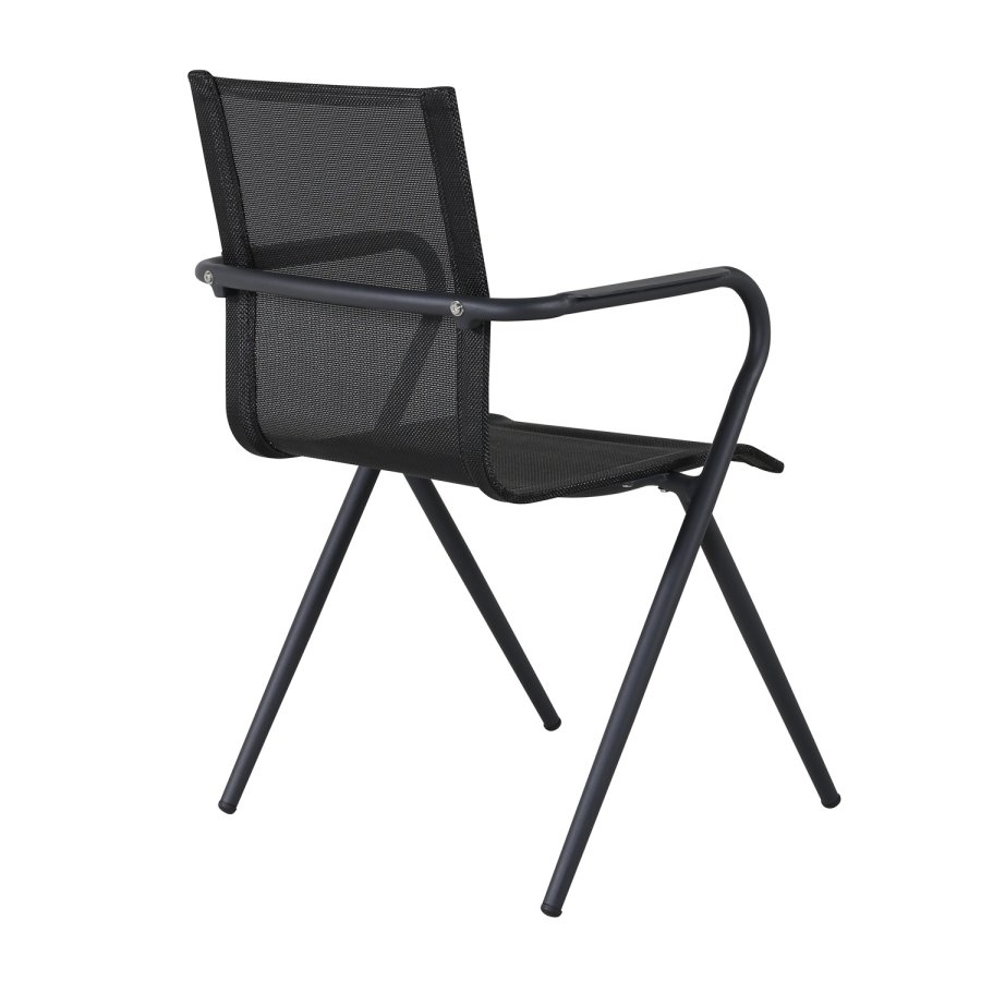VENTURE DESIGN Alina Gartenstuhl, mit Armlehnen – schwarzes Textilene und Aluminium