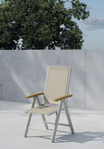 VENTURE HOME Panama Light 5-posisjonsstol 2-pakning beige/teak