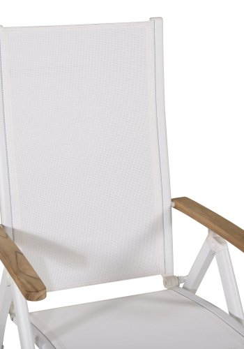 VENTURE DESIGN Panama Light 5 pos. hagestol, med armlener - hvit tekstilene og aluminium, naturlig teak