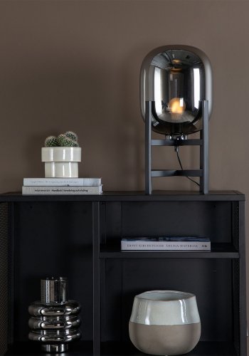 VENTURE DESIGN Altair bordlampe - svart metall og mrk ravfarget glass ( 26)