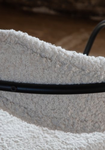 VENTURE DESIGN Duffy Sessel - weißer Teddystoff und schwarzer Stahl