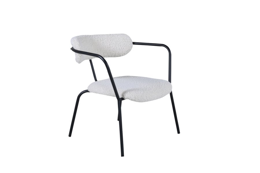 VENTURE DESIGN Duffy Sessel - weißer Teddystoff und schwarzer Stahl