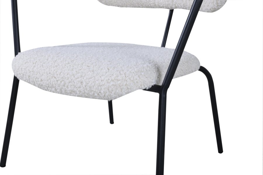 VENTURE DESIGN Duffy Sessel - weißer Teddystoff und schwarzer Stahl