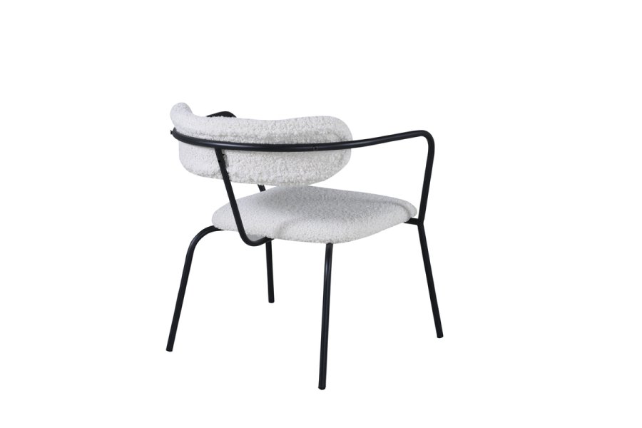 VENTURE DESIGN Duffy Sessel - weißer Teddystoff und schwarzer Stahl