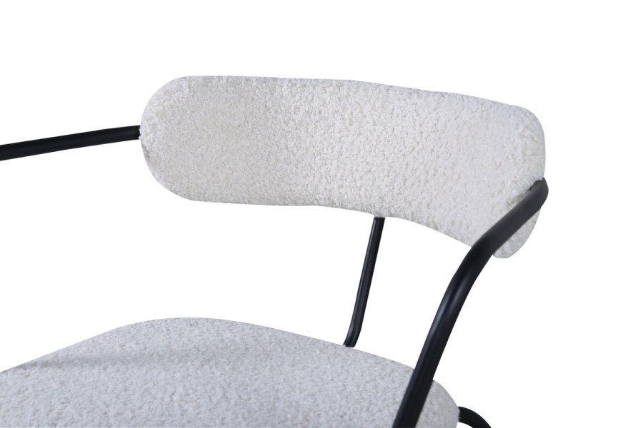 VENTURE DESIGN Duffy Sessel - weißer Teddystoff und schwarzer Stahl