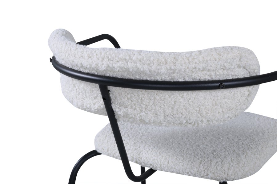 VENTURE DESIGN Duffy Sessel - weißer Teddystoff und schwarzer Stahl