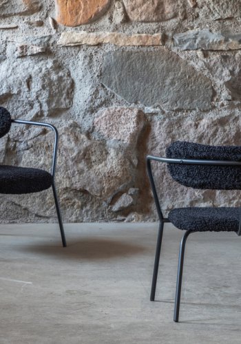 VENTURE DESIGN Duffy lenestol - sort teddystoff polyester og sort stl