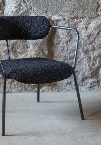 VENTURE DESIGN Duffy lenestol - sort teddystoff polyester og sort stl