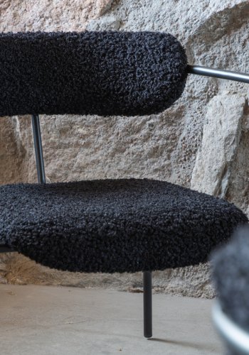VENTURE DESIGN Duffy lenestol - sort teddystoff polyester og sort stl