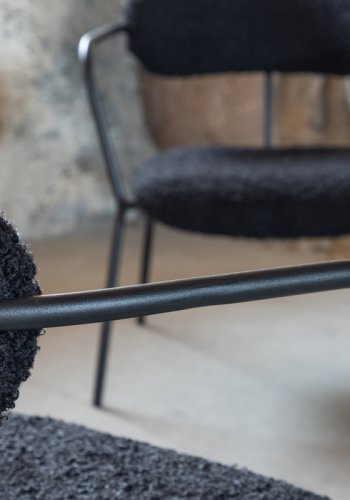 VENTURE DESIGN Duffy lenestol - sort teddystoff polyester og sort stl