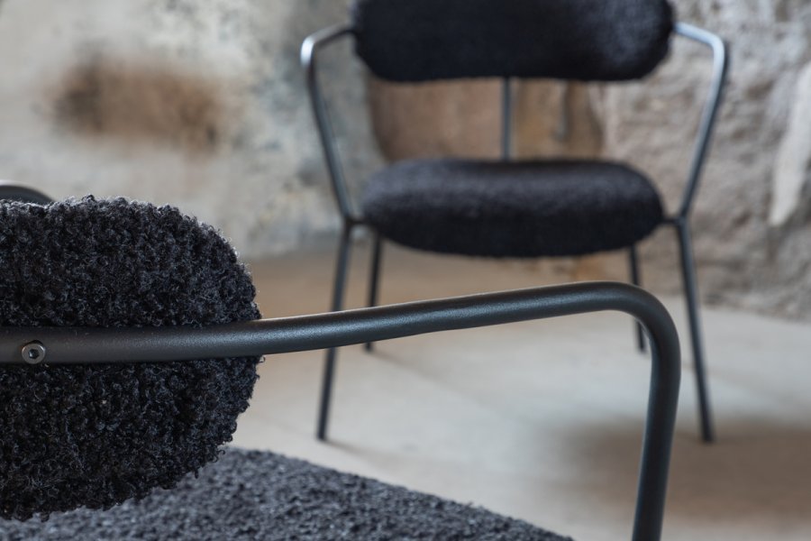 VENTURE DESIGN Duffy lenestol - sort teddystoff polyester og sort stl