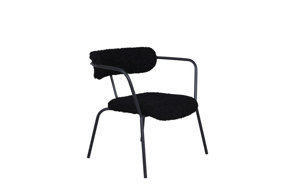 VENTURE DESIGN Duffy lenestol - sort teddystoff polyester og sort stl
