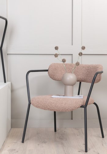 VENTURE DESIGN Duffy lenestol - brun teddystoff polyester og sort stl