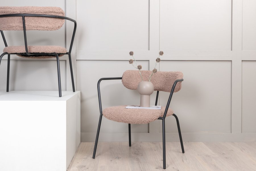 VENTURE DESIGN Duffy lenestol - brun teddystoff polyester og sort stl