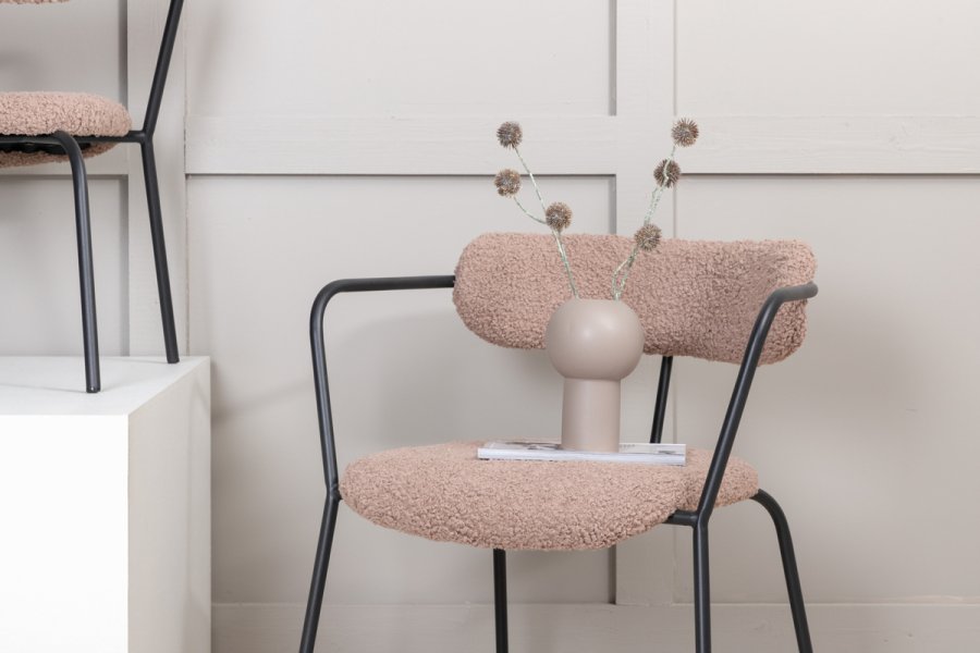 VENTURE DESIGN Duffy lenestol - brun teddystoff polyester og sort stl