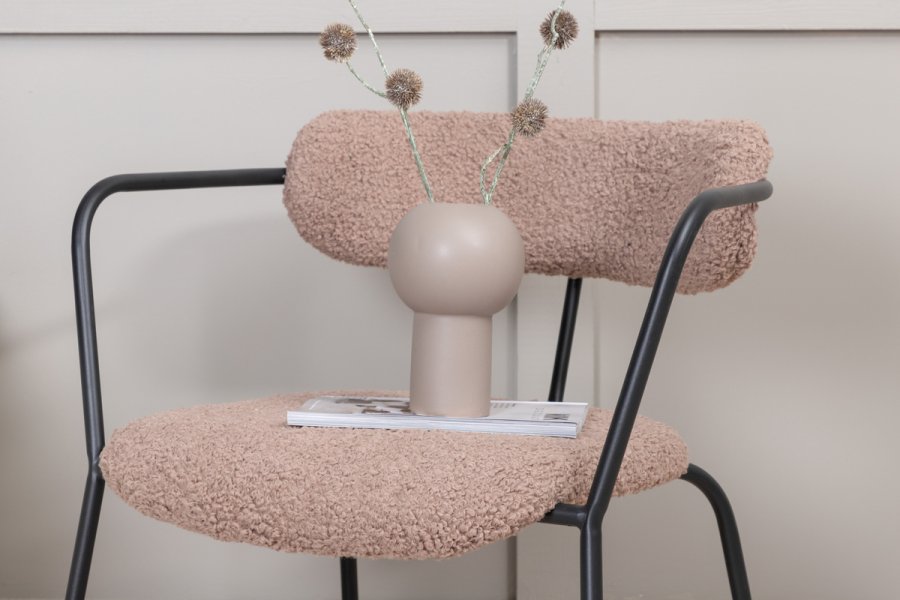 VENTURE DESIGN Duffy lenestol - brun teddystoff polyester og sort stl