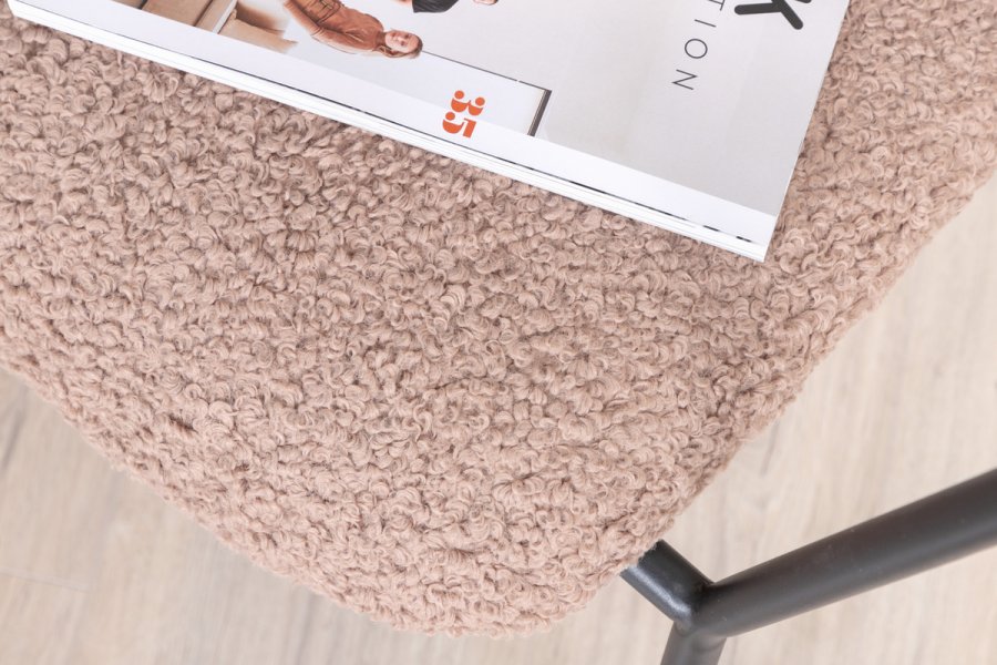 VENTURE DESIGN Duffy lenestol - brun teddystoff polyester og sort stl