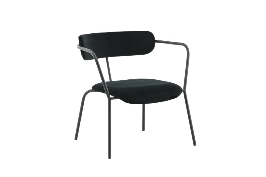 VENTURE DESIGN Duffy lenestol - svart flyel og sort stl