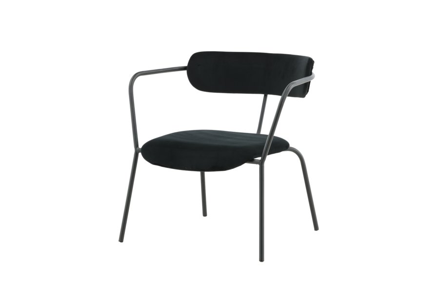 VENTURE DESIGN Duffy lenestol - svart flyel og sort stl