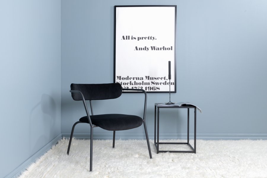 VENTURE DESIGN Duffy lenestol - svart flyel og sort stl