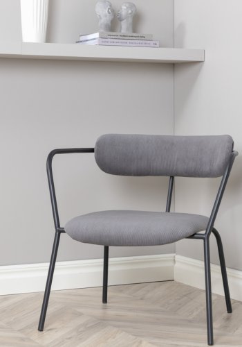 VENTURE DESIGN Duffy lenestol - gr flyel og sort stl