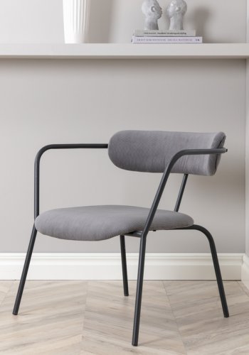 VENTURE DESIGN Duffy lenestol - gr flyel og sort stl