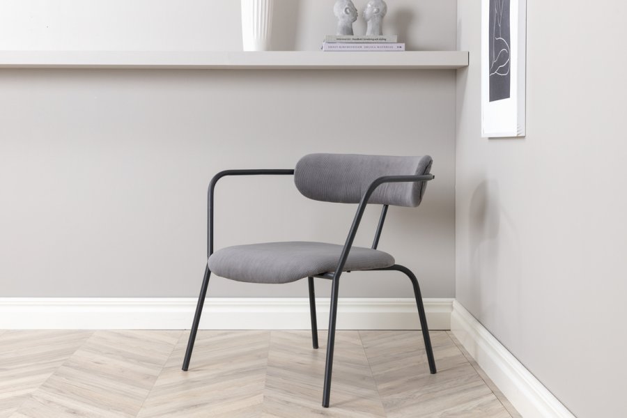 VENTURE DESIGN Duffy lenestol - gr flyel og sort stl