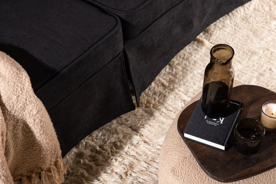 VENTURE DESIGN Anton 2-seters sofa - sort polyester og sort stl