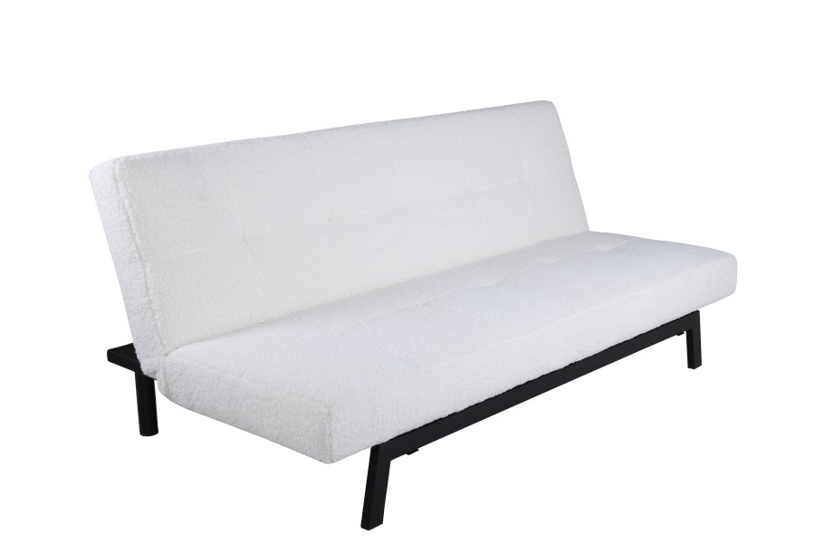 VENTURE DESIGN Bodil sovesofa - hvit teddystoff og sort stl (180x106)