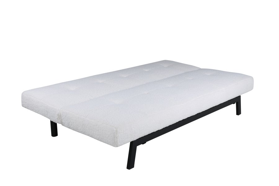 VENTURE DESIGN Bodil sovesofa - hvit teddystoff og sort stl (180x106)