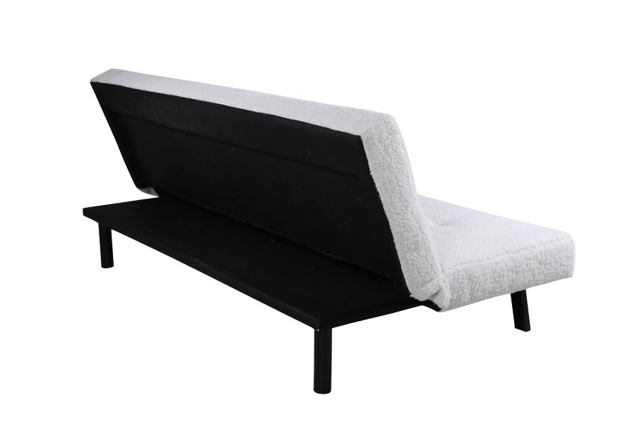 VENTURE DESIGN Bodil sovesofa - hvit teddystoff og sort stl (180x106)