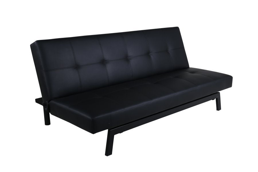VENTURE DESIGN Bodil sovesofa - svart PU og sort stl (180x60)