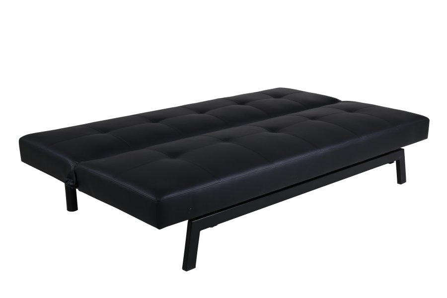 VENTURE DESIGN Bodil sovesofa - svart PU og sort stl (180x60)